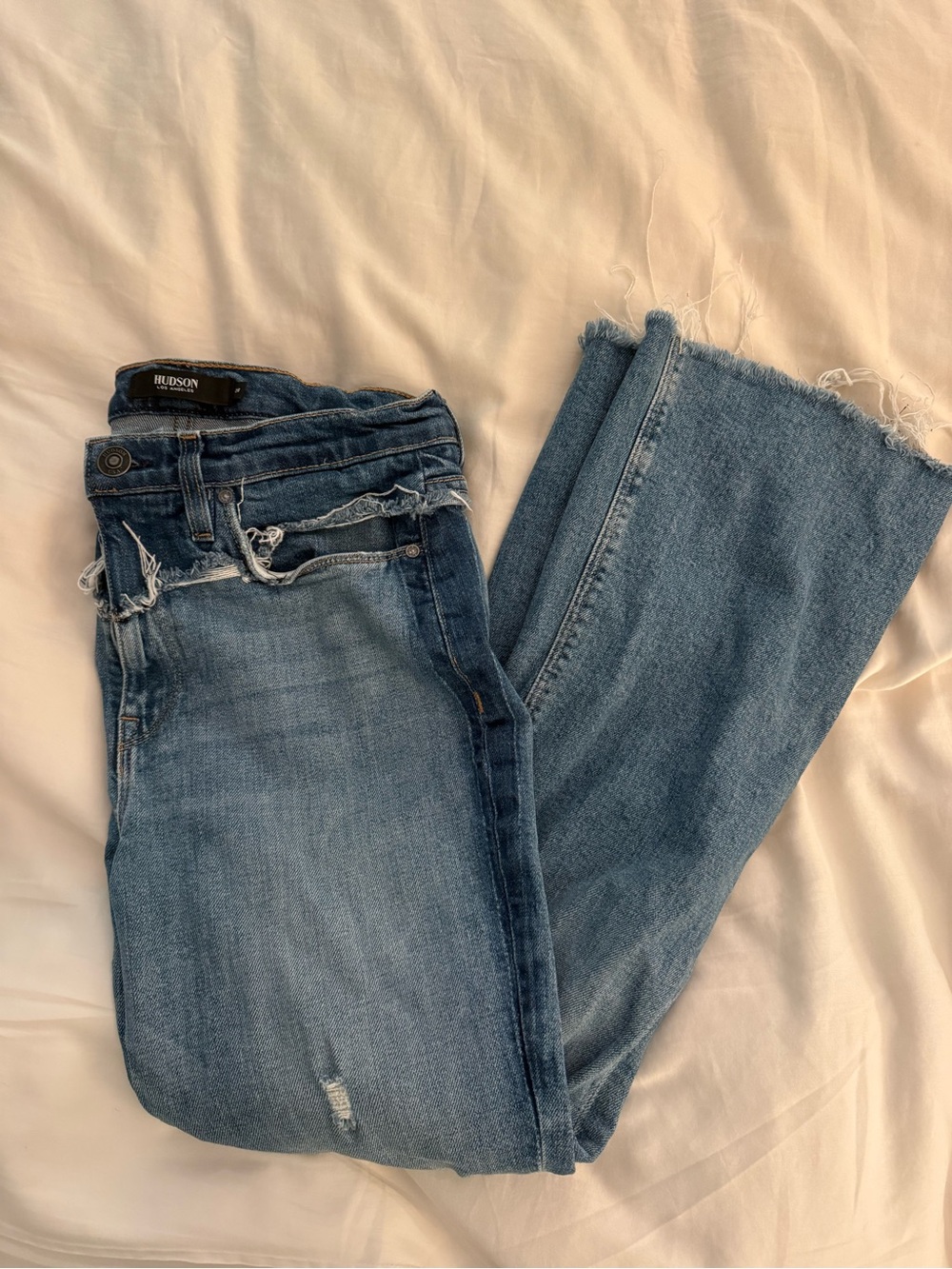 Hudson Jeans Women's Light Blue Distressed Flare Jeans